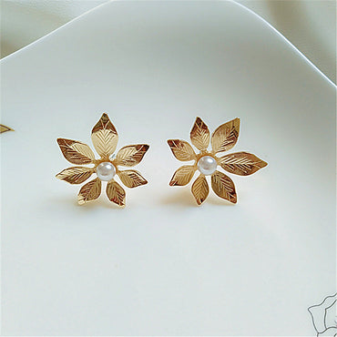 1 Pair Classic Style Flower Plating Inlay Metal Artificial Gemstones Ear Studs