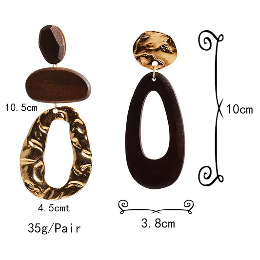 1 Pair Classic Style Streetwear Geometric Plating Alloy Wood Drop Earrings
