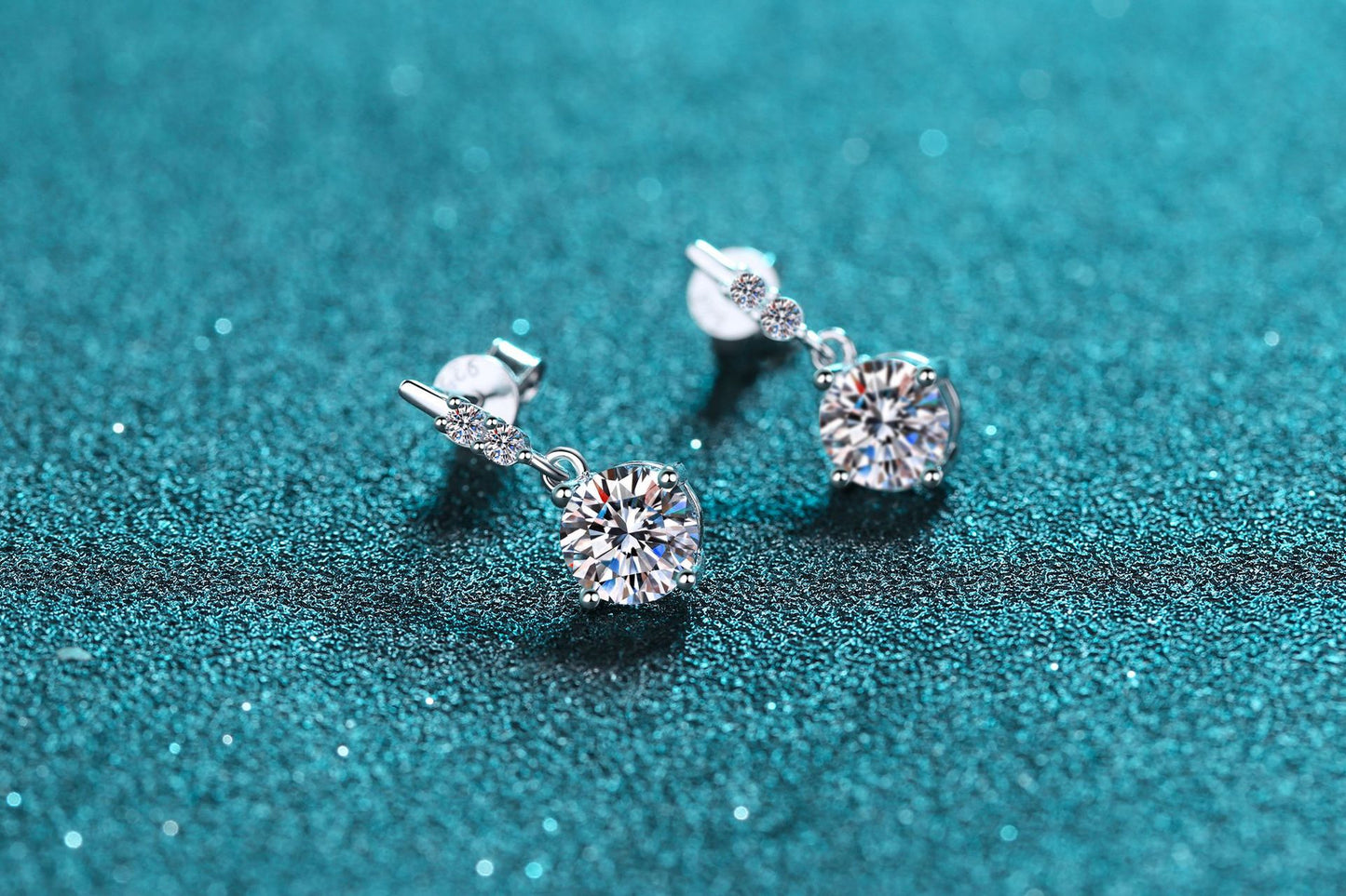 Glam Luxurious Flower Sterling Silver Moissanite Zircon Drop Earrings In Bulk