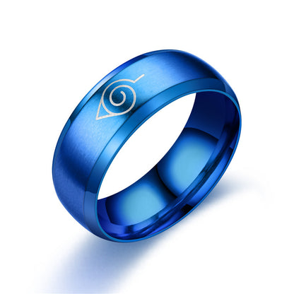 Anime Peripheral Naruto Ring Stainless Steel Men's Lettering Ring