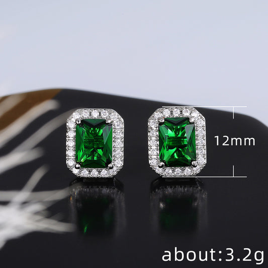 Fashion Geometric Copper Artificial Gemstones Earrings Ear Studs
