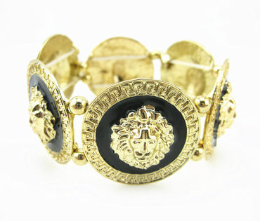 European And American Alloy Painted Oil Lion Head Braided Bracelet