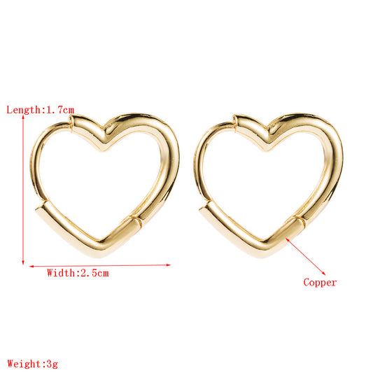 Brass 18k Gold Plated Heart-shaped Exquisite Earrings