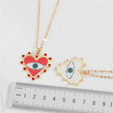 Bohemia New Diamond Heart-shaped Demon Eye Necklace