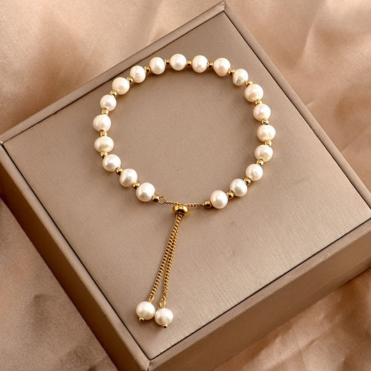 Elegant Geometric Pearl Beaded Bracelets