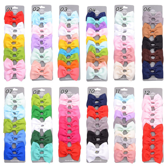 Children's Solid Color Bow Hairpins Set