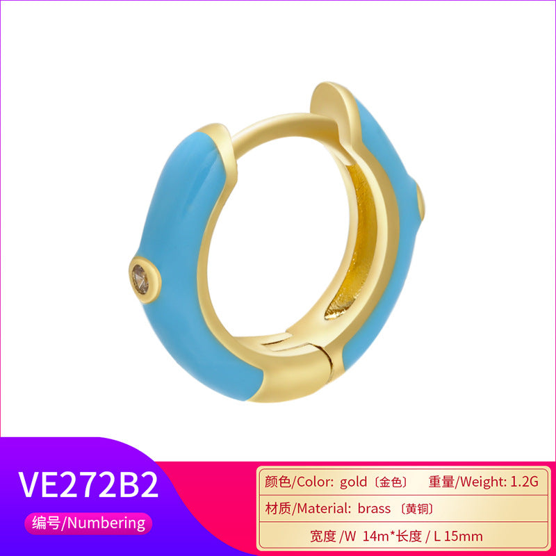 Wholesale Color Micro Inlaid Zircon Copper Earrings Nihaojewelry