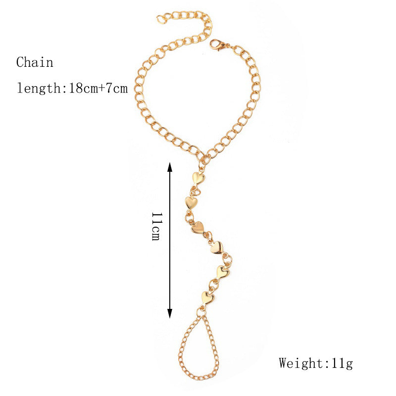 Simple Long Chain Love Finger Chain Bracelet