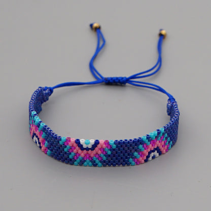 Fashion Turkey Evil Eye Miyuki Beads Weaving Wide Bracelet Wholesale Nihaojewelry