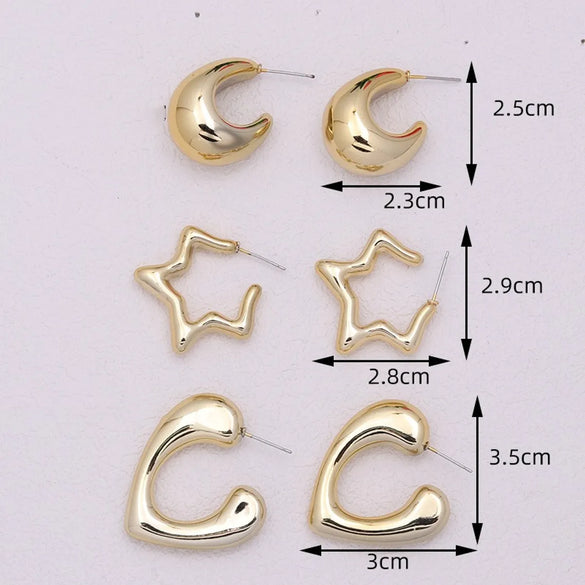 3 Pairs Simple Style Commute Geometric Plating Arylic Ear Studs