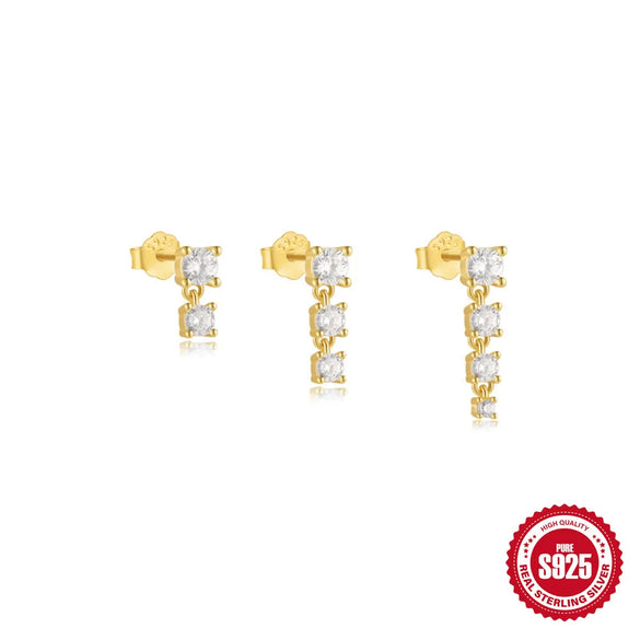 3 Pieces 4 Pieces Sterling Silver Zircon Geometric Eye Earrings