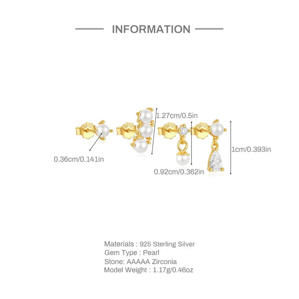 3 Pieces 4 Pieces Sterling Silver Zircon Geometric Eye Earrings