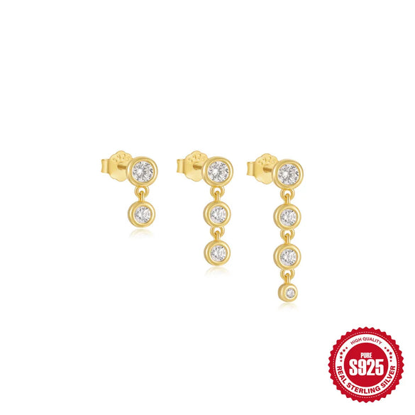 3 Pieces 4 Pieces Sterling Silver Zircon Geometric Eye Earrings