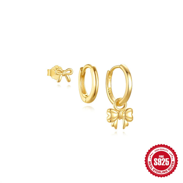 3 Pieces Set Sterling Silver Zircon Geometric Earrings Ear Studs