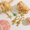 Wholesale Jewelry Marine Style Beach Tropical Starfish Dolphin Shell 304 Stainless Steel Natural Stone 14K Gold Plated Inlay Earrings Necklace