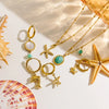 Wholesale Jewelry Marine Style Beach Tropical Starfish Dolphin Shell 304 Stainless Steel Natural Stone 14K Gold Plated Inlay Earrings Necklace