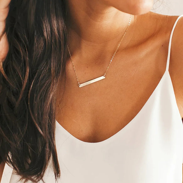 Wholesale Jewelry Simple Style Classic Style Customization Laser Engraving Solid Color 304 Stainless Steel 14K Gold 14K Gold Plated Plating Pendant Necklace