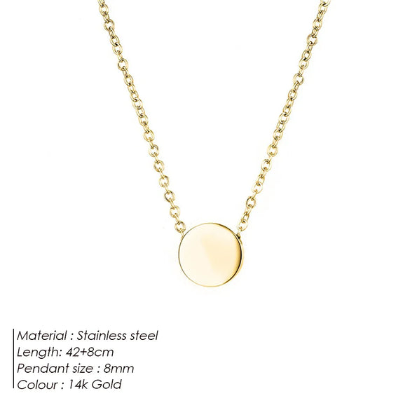 Wholesale Jewelry Simple Style Classic Style Customization Laser Engraving Solid Color 304 Stainless Steel 14K Gold 14K Gold Plated Plating Pendant Necklace