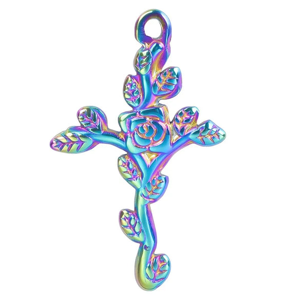 304 Stainless Steel 18K Gold Plated Basic Modern Style Classic Style Plating Geometric Rose Pendant Necklace