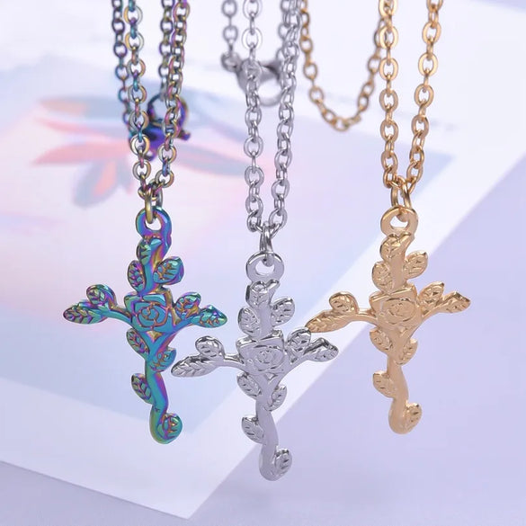 304 Stainless Steel 18K Gold Plated Basic Modern Style Classic Style Plating Geometric Rose Pendant Necklace