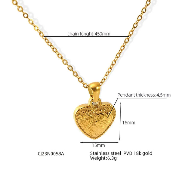 304 Stainless Steel 18K Gold Plated Basic Simple Style Classic Style Heart Shape Pendant Necklace