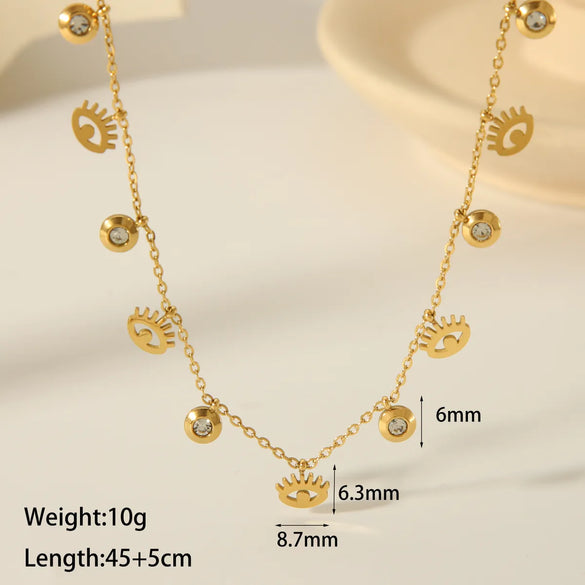 304 Stainless Steel 18K Gold Plated Casual Vintage Style Inlay Star Eye Butterfly Zircon Pendant Necklace