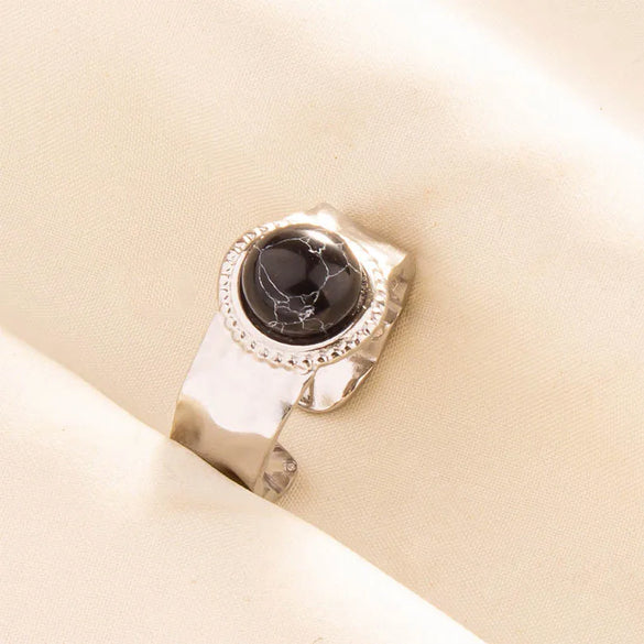 304 Stainless Steel 18K Gold Plated Classical Lady Classic Style Inlay Geometric Artificial Gemstones Imitating Stone Open Rings