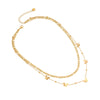 304 Stainless Steel 18K Gold Plated Elegant Commute Heart Shape Life Tree Butterfly Double Layer Necklaces