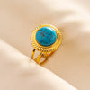 304 Stainless Steel 18K Gold Plated Elegant Retro Lady Inlay Geometric Artificial Gemstones Imitating Stone Open Rings