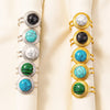 304 Stainless Steel 18K Gold Plated Elegant Retro Lady Inlay Geometric Artificial Gemstones Imitating Stone Open Rings