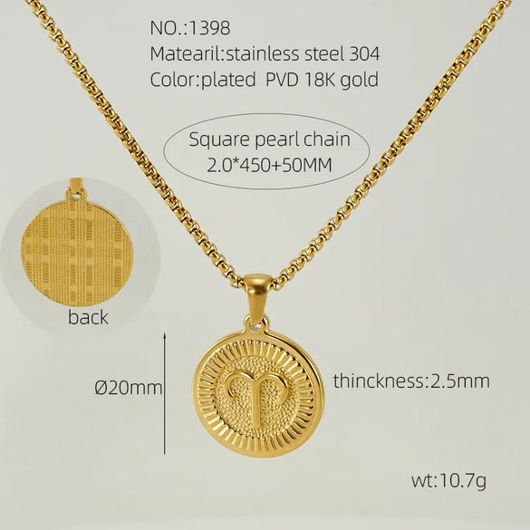 304 Stainless Steel 18K Gold Plated Elegant Simple Style Constellation Pendant Necklace