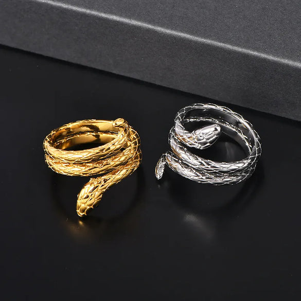 304 Stainless Steel 18K Gold Plated Glam Plating Snake Rings