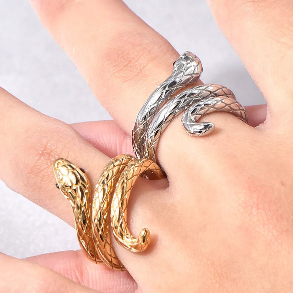304 Stainless Steel 18K Gold Plated Glam Plating Snake Rings