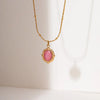 304 Stainless Steel 18K Gold Plated IG Style Simple Style Plating Inlay Geometric Natural Stone Pendant Necklace
