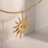 304 Stainless Steel 18K Gold Plated IG Style Simple Style Sun Pendant Necklace