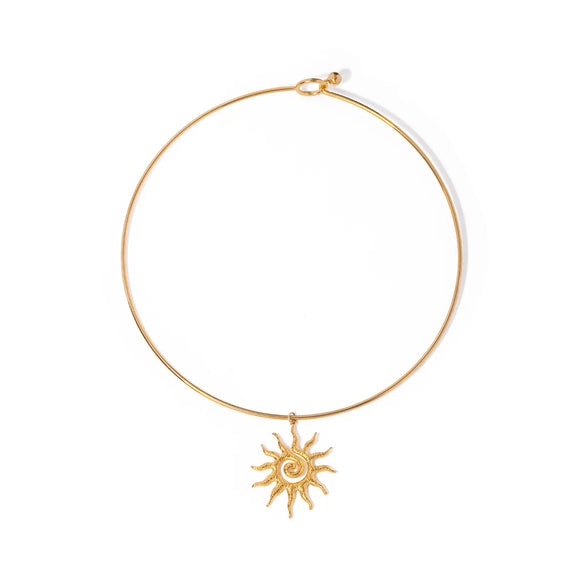 304 Stainless Steel 18K Gold Plated IG Style Simple Style Sun Pendant Necklace