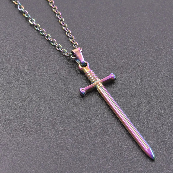 304 Stainless Steel 18K Gold Plated Modern Style Simple Style Classic Style Plating Sword Pendant Necklace