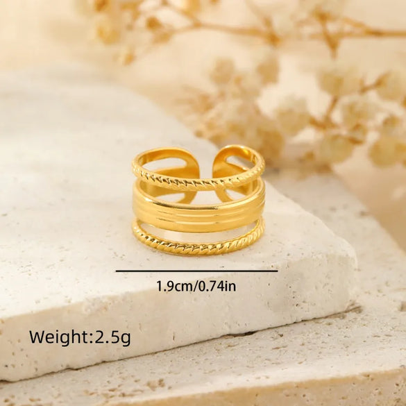 304 Stainless Steel 18K Gold Plated Modern Style Simple Style Geometric Solid Color Open Rings