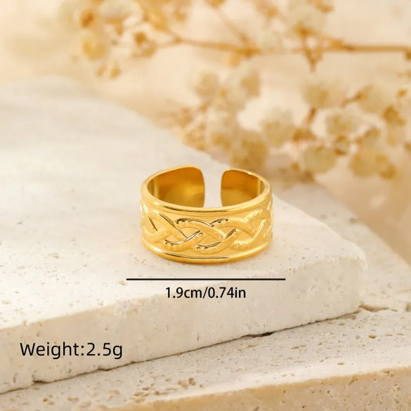 304 Stainless Steel 18K Gold Plated Modern Style Simple Style Geometric Solid Color Open Rings