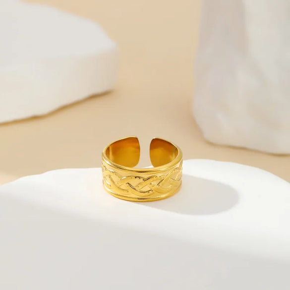 304 Stainless Steel 18K Gold Plated Modern Style Simple Style Geometric Solid Color Open Rings