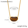 304 Stainless Steel 18K Gold Plated Retro British Style Plating Inlay Oval Pea Natural Stone Tiger Eye Pendant Necklace