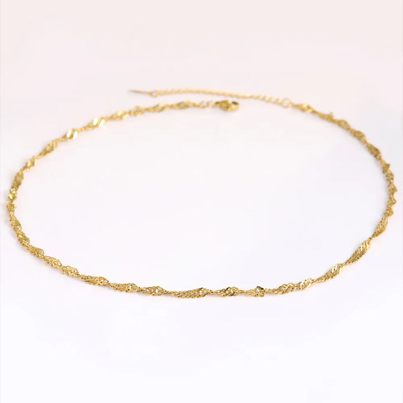 304 Stainless Steel 18K Gold Plated Retro Punk Cool Style Plating Solid Color Double Layer Necklaces