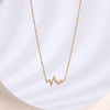 304 Stainless Steel 18K Gold Plated Romantic Simple Style Shiny Asymmetrical Inlay Electrocardiogram Heart Shape Rhinestones Necklace