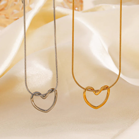 304 Stainless Steel 18K Gold Plated Simple Style Classic Style Commute Plating Heart Shape 304 Stainless Steel Pendant Necklace