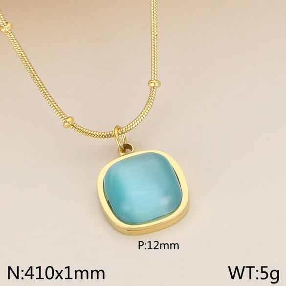 304 Stainless Steel 18K Gold Plated Simple Style Plating Square Pendant Necklace