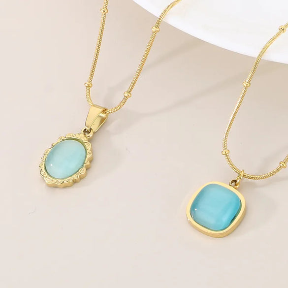 304 Stainless Steel 18K Gold Plated Simple Style Plating Square Pendant Necklace