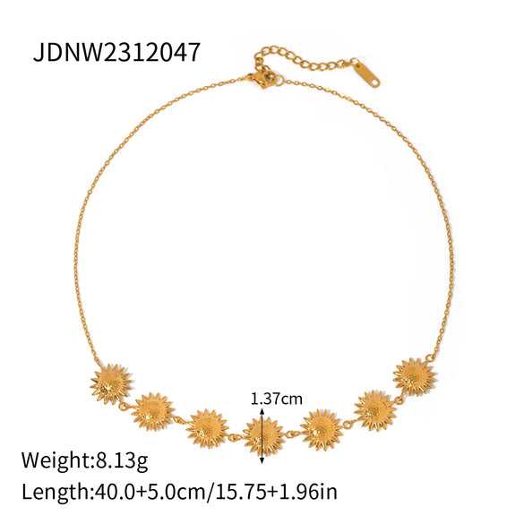 304 Stainless Steel 18K Gold Plated Sweet Classic Style Beaded Enamel Colorful Daisy Necklace