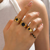304 Stainless Steel 18K Gold Plated Vintage Style Enamel Round Open Rings