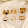 304 Stainless Steel 18K Gold Plated Vintage Style Enamel Round Open Rings