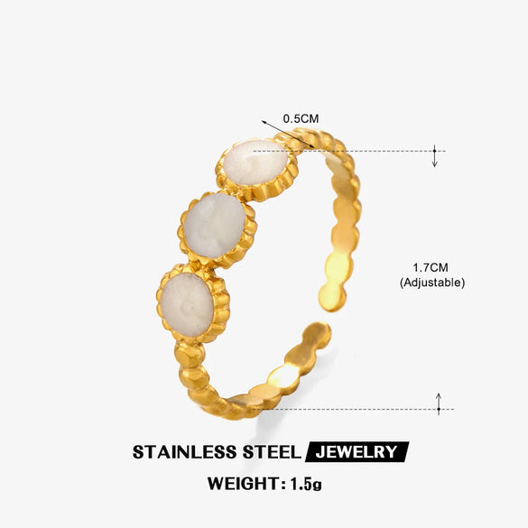 304 Stainless Steel 18K Gold Plated Vintage Style Enamel Round Open Rings